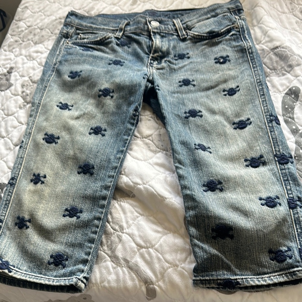 7 For All Mankind Blue Ankle Cropped Jeans